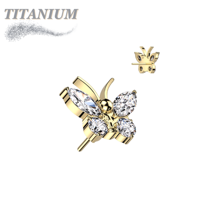 Titanium Threadless CZ Butterfly (Top Only)