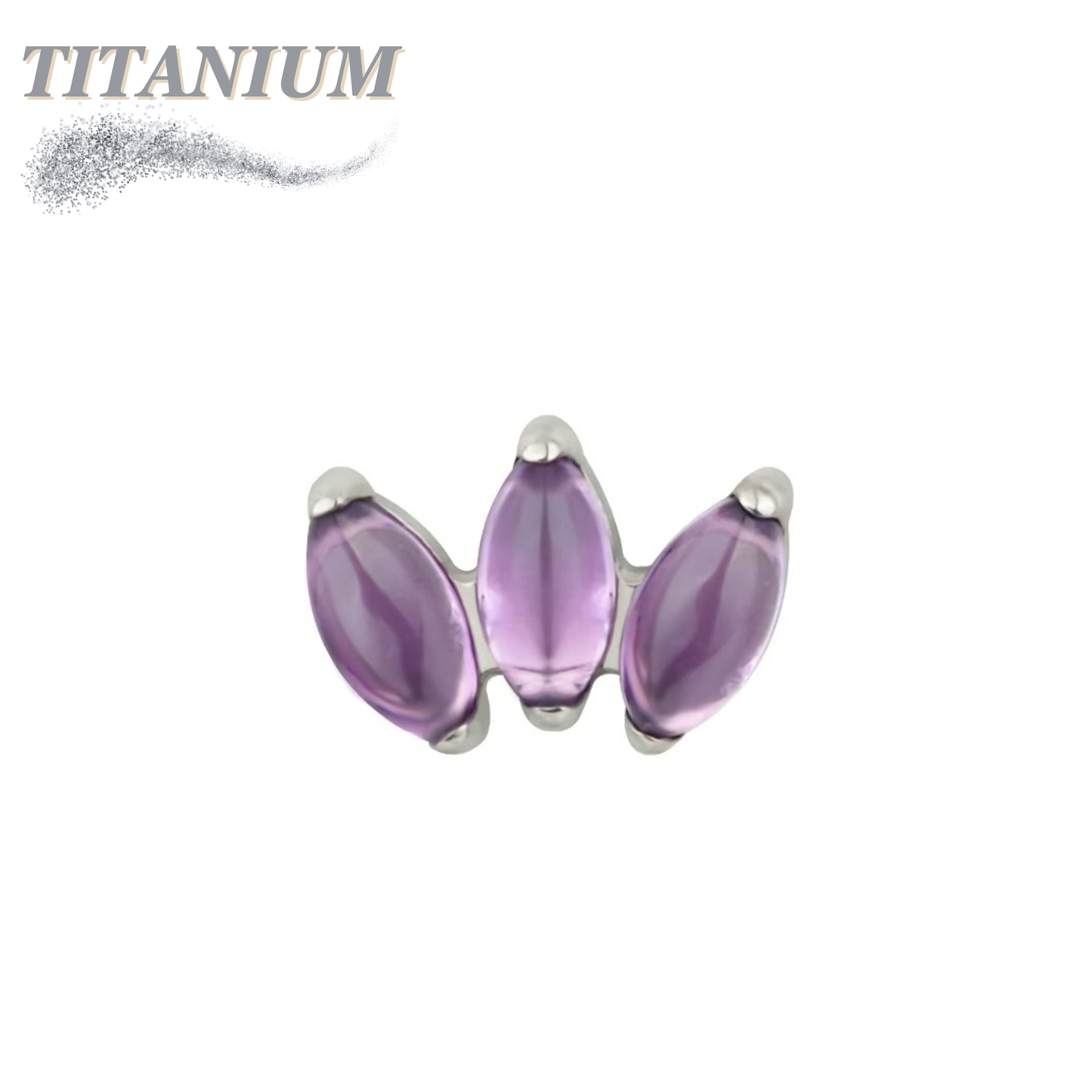 Titanium Threadless Triple Marquise Fan Natural Stone (Top Only)