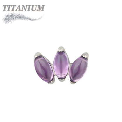 Titanium Threadless Triple Marquise Fan Natural Stone (Top Only)