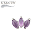 Titanium Threadless Triple Marquise Fan Natural Stone (Top Only)