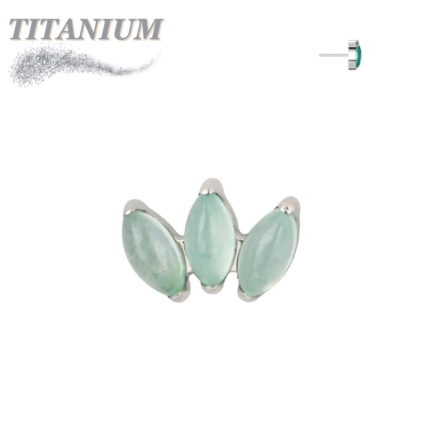 Titanium Threadless Triple Marquise Fan Natural Stone (Top Only)