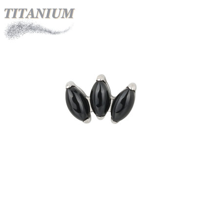Titanium Threadless Triple Marquise Fan Natural Stone (Top Only)