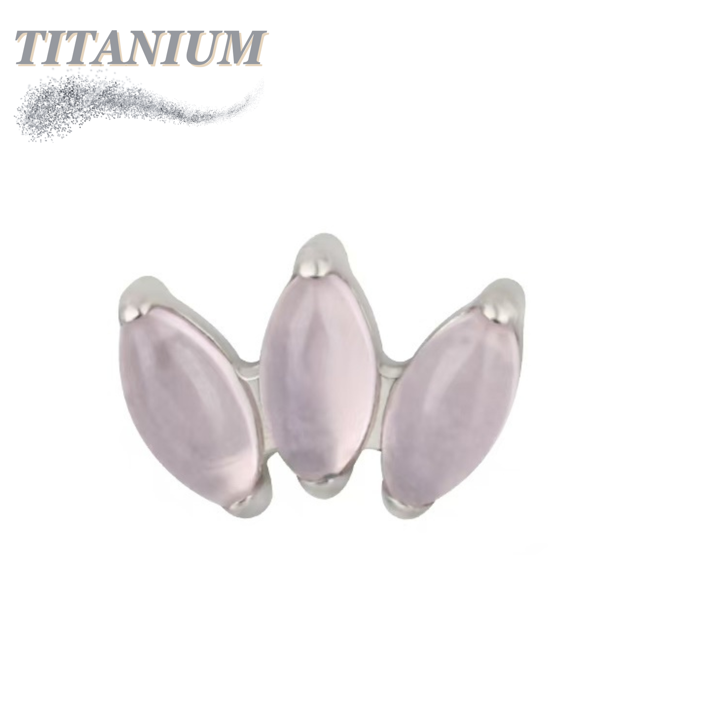 Titanium Threadless Triple Marquise Fan Natural Stone (Top Only)