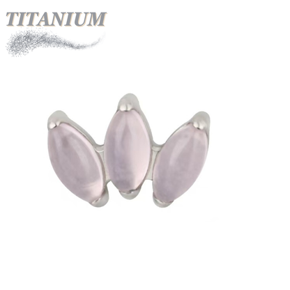 Titanium Threadless Triple Marquise Fan Natural Stone (Top Only)