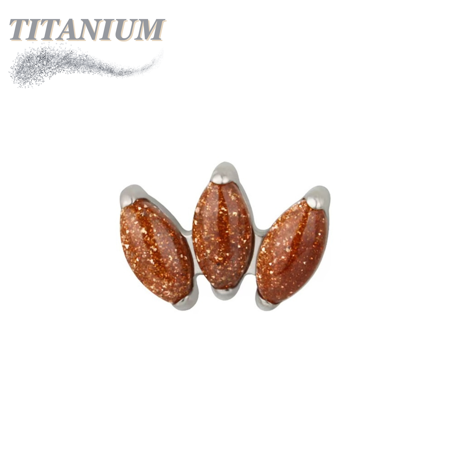 Titanium Threadless Triple Marquise Fan Natural Stone (Top Only)