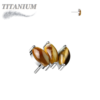 Titanium Threadless Triple Marquise Fan Natural Stone (Top Only)