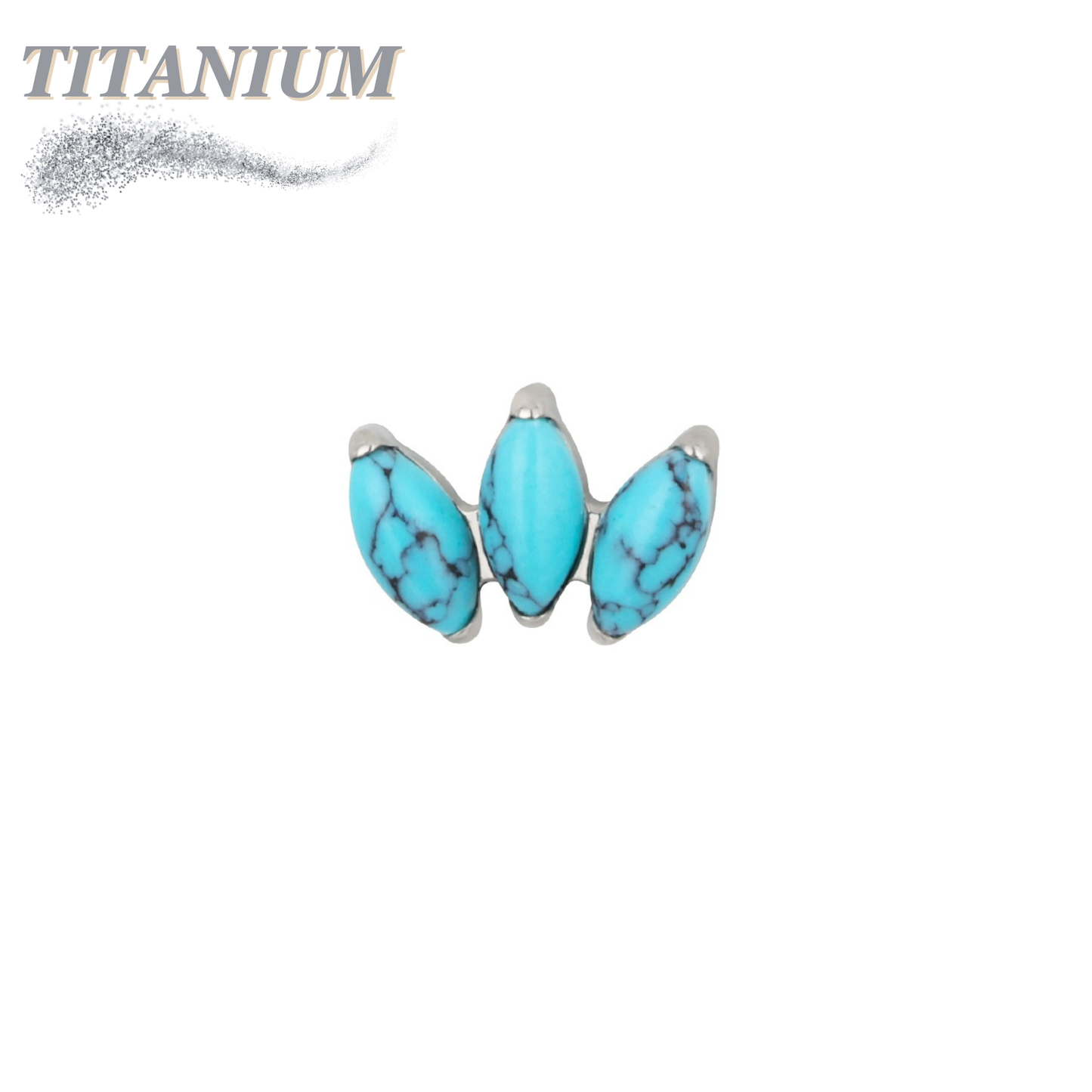 Titanium Threadless Triple Marquise Fan Natural Stone (Top Only)
