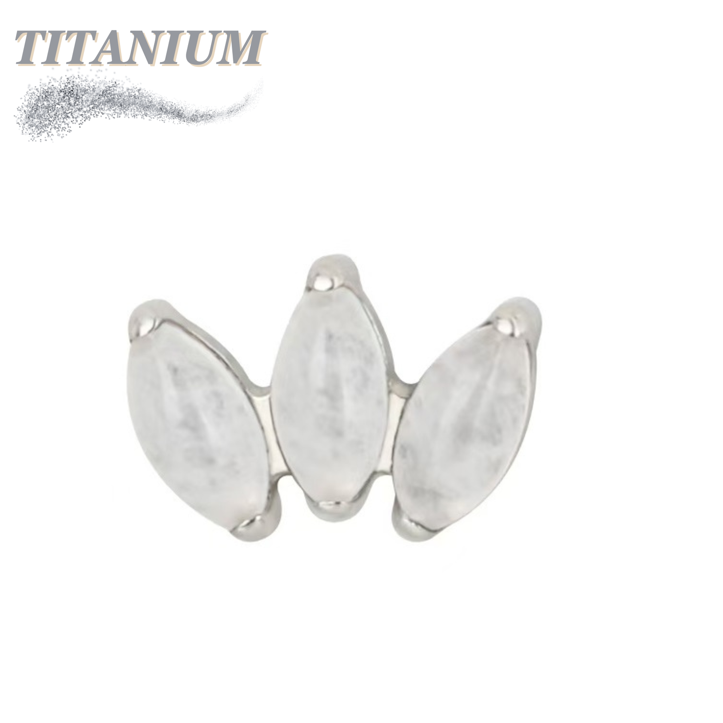 Titanium Threadless Triple Marquise Fan Natural Stone (Top Only)