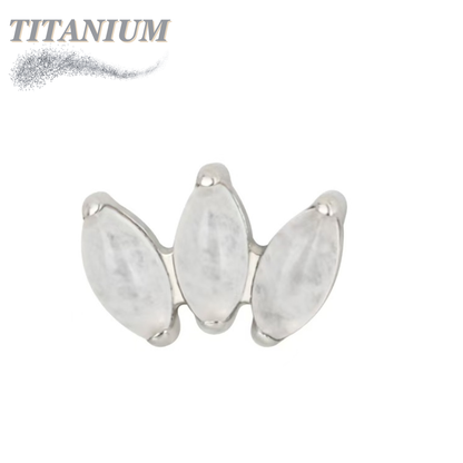 Titanium Threadless Triple Marquise Fan Natural Stone (Top Only)