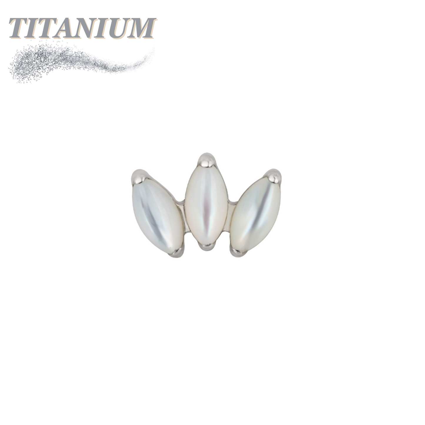 Titanium Threadless Triple Marquise Fan Natural Stone (Top Only)