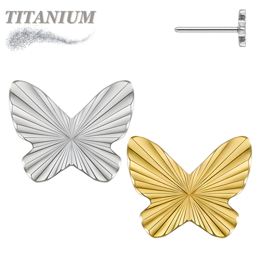 Titanium Threadless Butterfly Ridged (Top Only)
