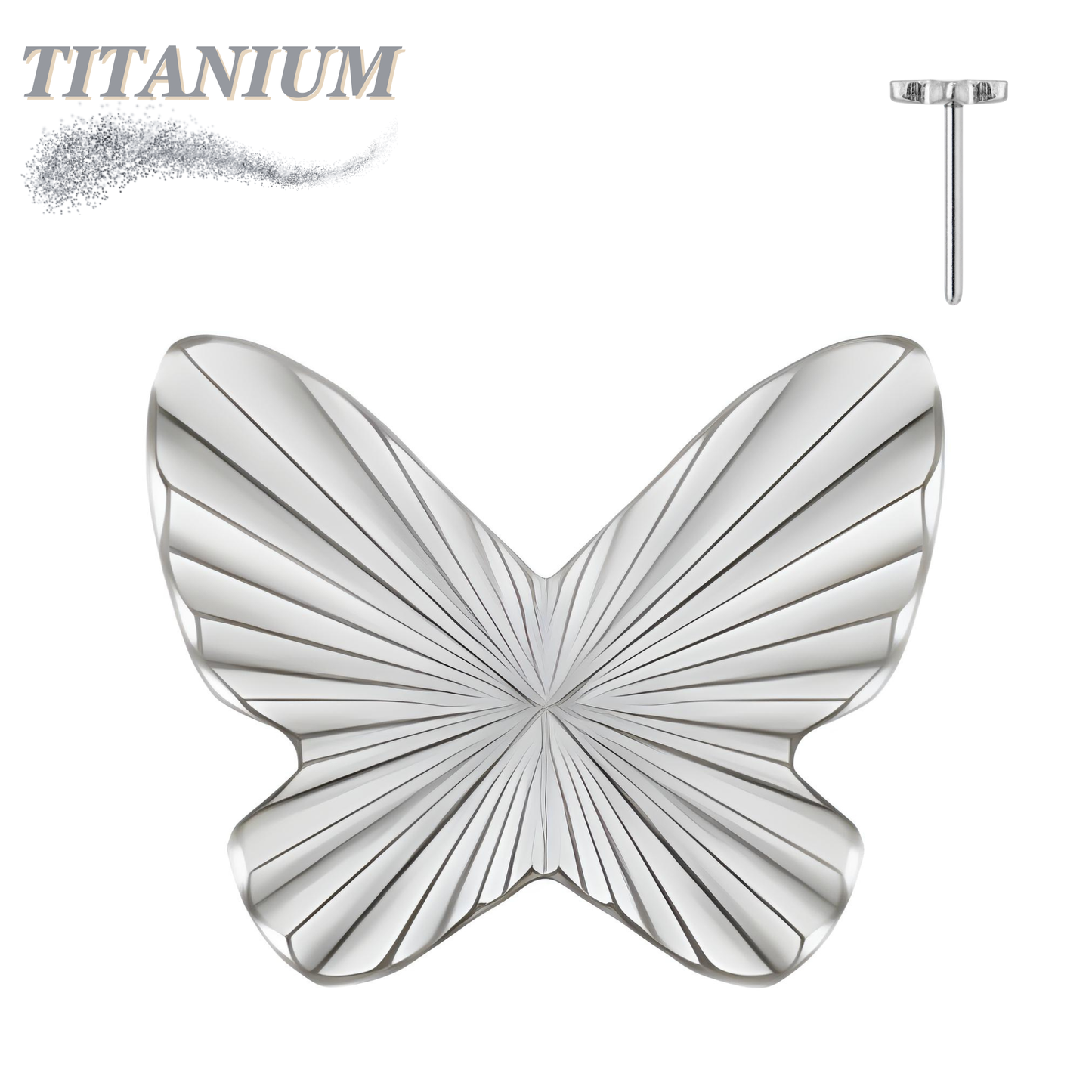 Titanium Threadless Butterfly Ridged (Top Only)