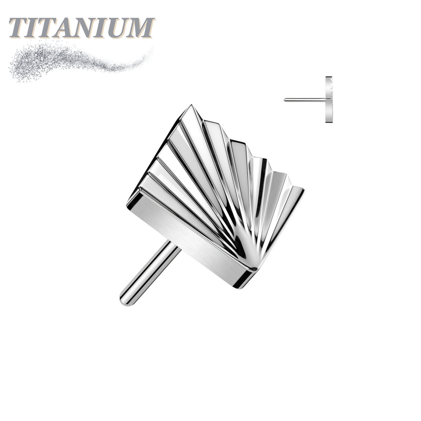 Titanium Threadless Square Shape Ridged (Top Only)