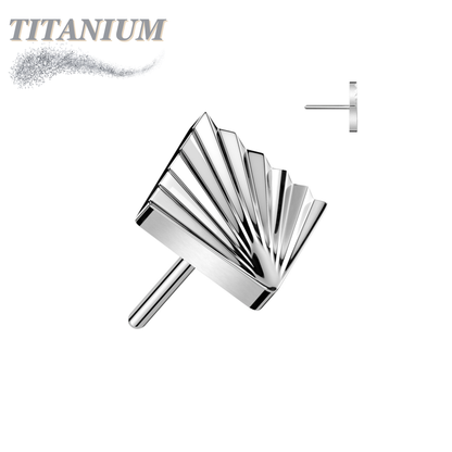 Titanium Threadless Square Shape Ridged (Top Only)
