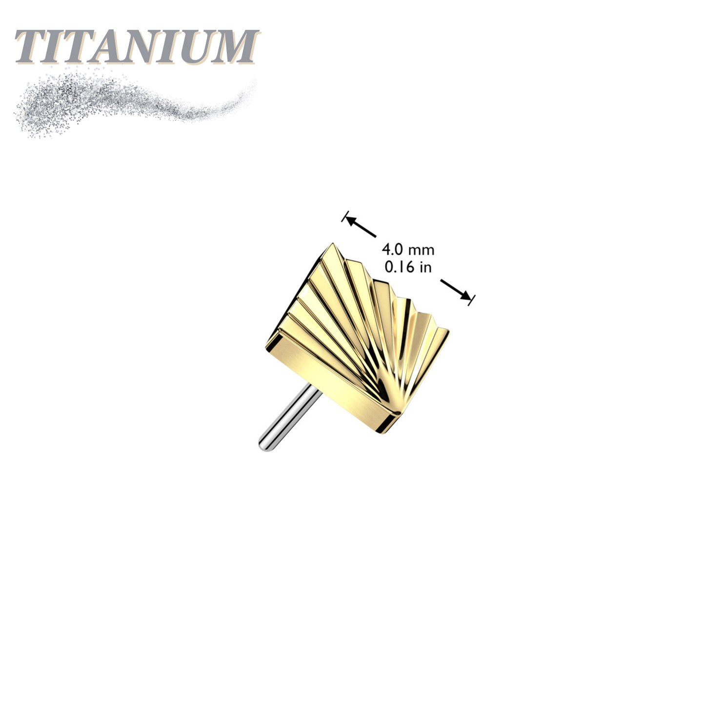Titanium Threadless Square Shape Ridged (Top Only)