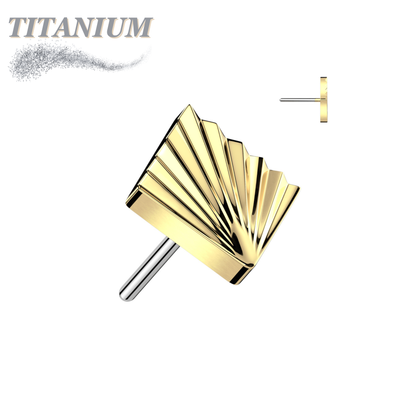 Titanium Threadless Square Shape Ridged (Top Only)