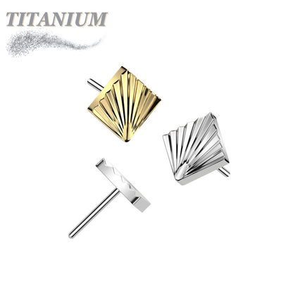 Titanium Threadless Square Shape Ridged (Top Only)
