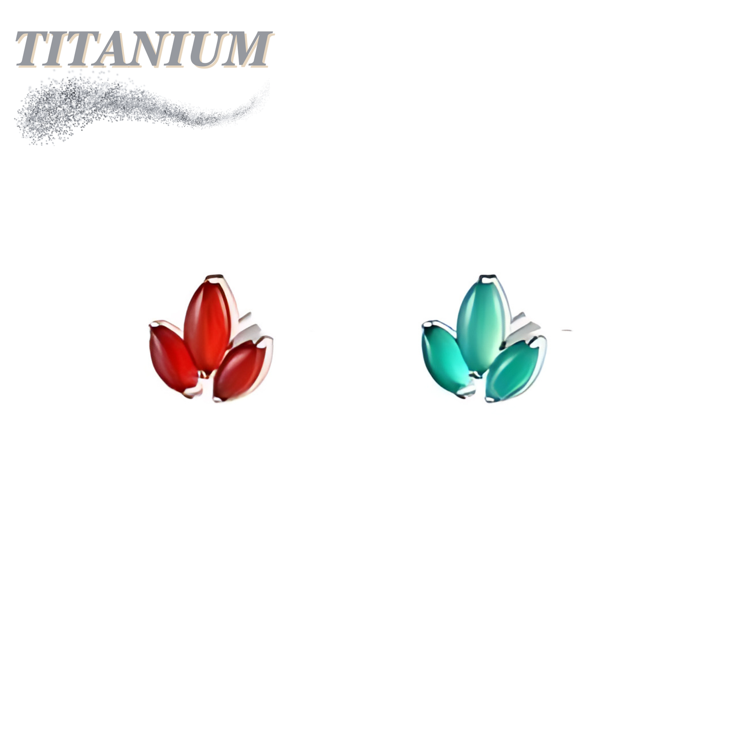 Titanium Threadless Triple Marquise Cluster Natural Stone (Top Only)