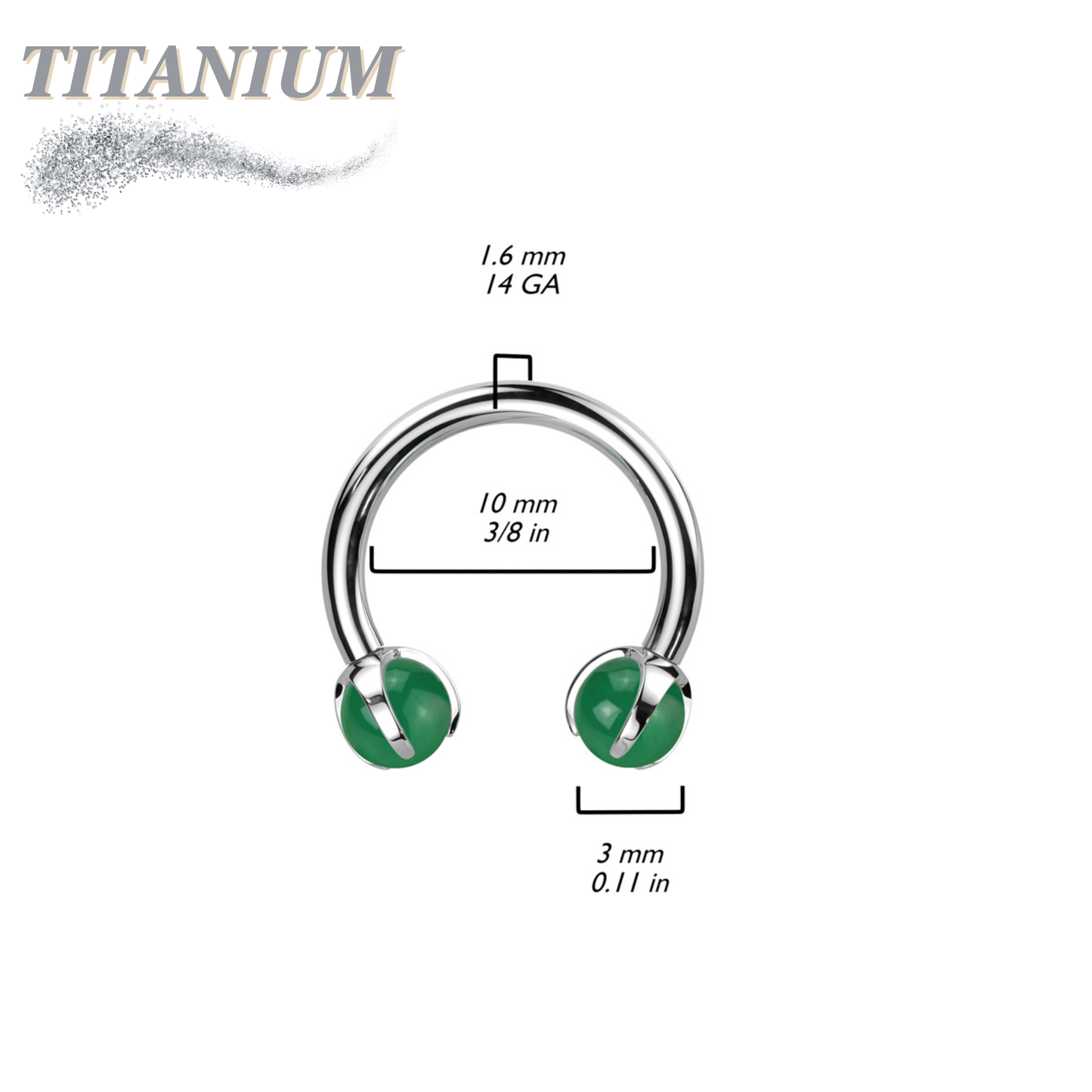 Titanium Internally Threaded Horseshoe Claw Set w/ Natural Stone