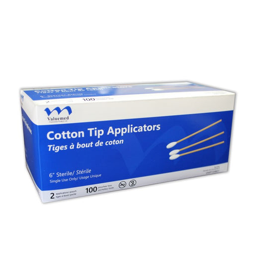 Sterile 2pk Cotton Swabs 6" Box of 100 2packs