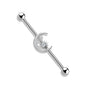 Surgical Steel/Brass Externally Threaded Industrial Barbell with CZ Paved Moon and Center Star (CLEARANCE)