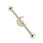 Surgical Steel/Brass Externally Threaded Industrial Barbell with CZ Paved Moon and Center Star (CLEARANCE)