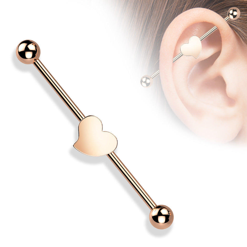 Surgical Steel Externally Threaded Heart Industrial Barbell