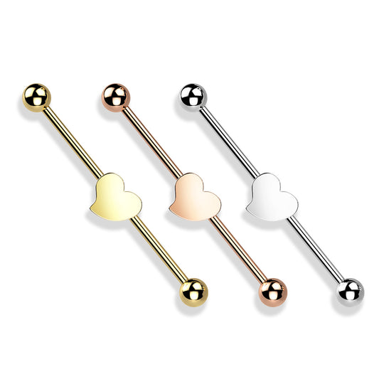 Surgical Steel Heart Industrial Barbell External Thread