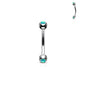 Surgical Steel Externally Threaded Curved Barbell with Opal Bezel Set