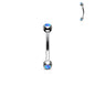 Surgical Steel Externally Threaded Curved Barbell with Opal Bezel Set