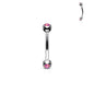 Surgical Steel Externally Threaded Curved Barbell with Opal Bezel Set