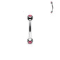 Surgical Steel Externally Threaded Curved Barbell with Opal Bezel Set