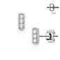 Surgical Steel Earrings Rectangle w/ Triple Set CZ