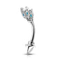 Surgical Steel Externally Threaded Turquoise Feathers Tribal Arrow Curved Barbell