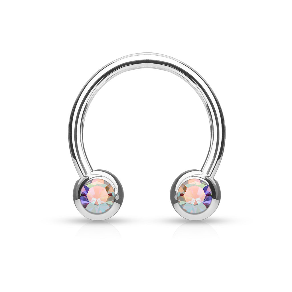 Surgical Steel Externally Threaded Horseshoe Front Facing Jewel Set