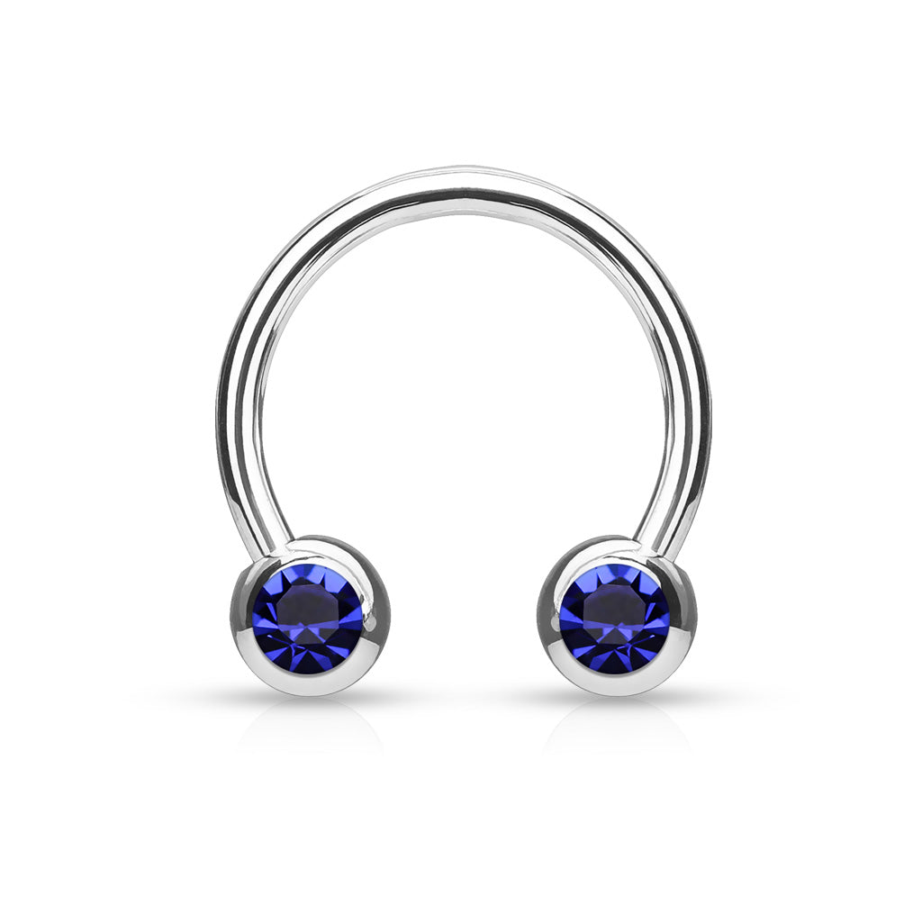 Surgical Steel Externally Threaded Horseshoe Front Facing Jewel Set