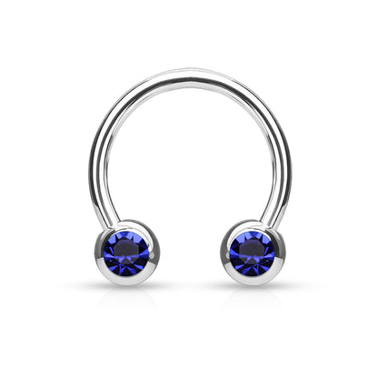 Surgical Steel Externally Threaded Horseshoe Front Facing Jewel Set