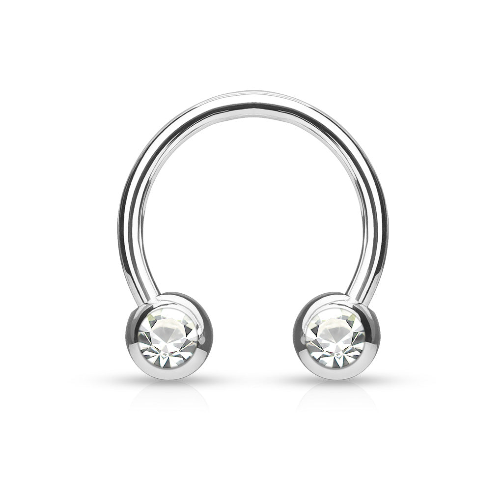 Surgical Steel Externally Threaded Horseshoe Front Facing Jewel Set