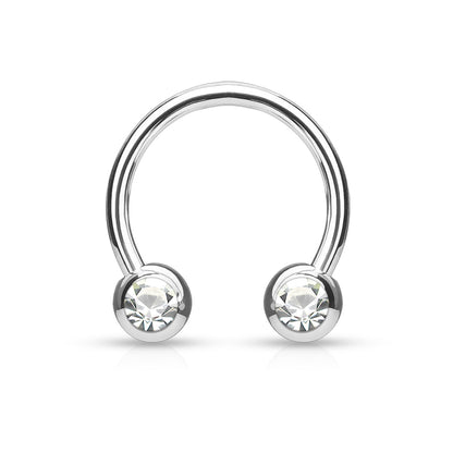 Surgical Steel Externally Threaded Horseshoe Front Facing Jewel Set