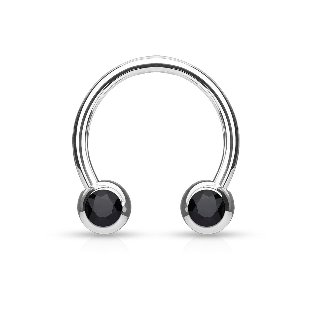 Surgical Steel Externally Threaded Horseshoe Front Facing Jewel Set