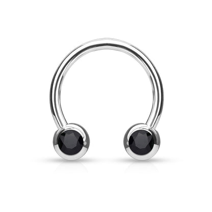 Surgical Steel Externally Threaded Horseshoe Front Facing Jewel Set