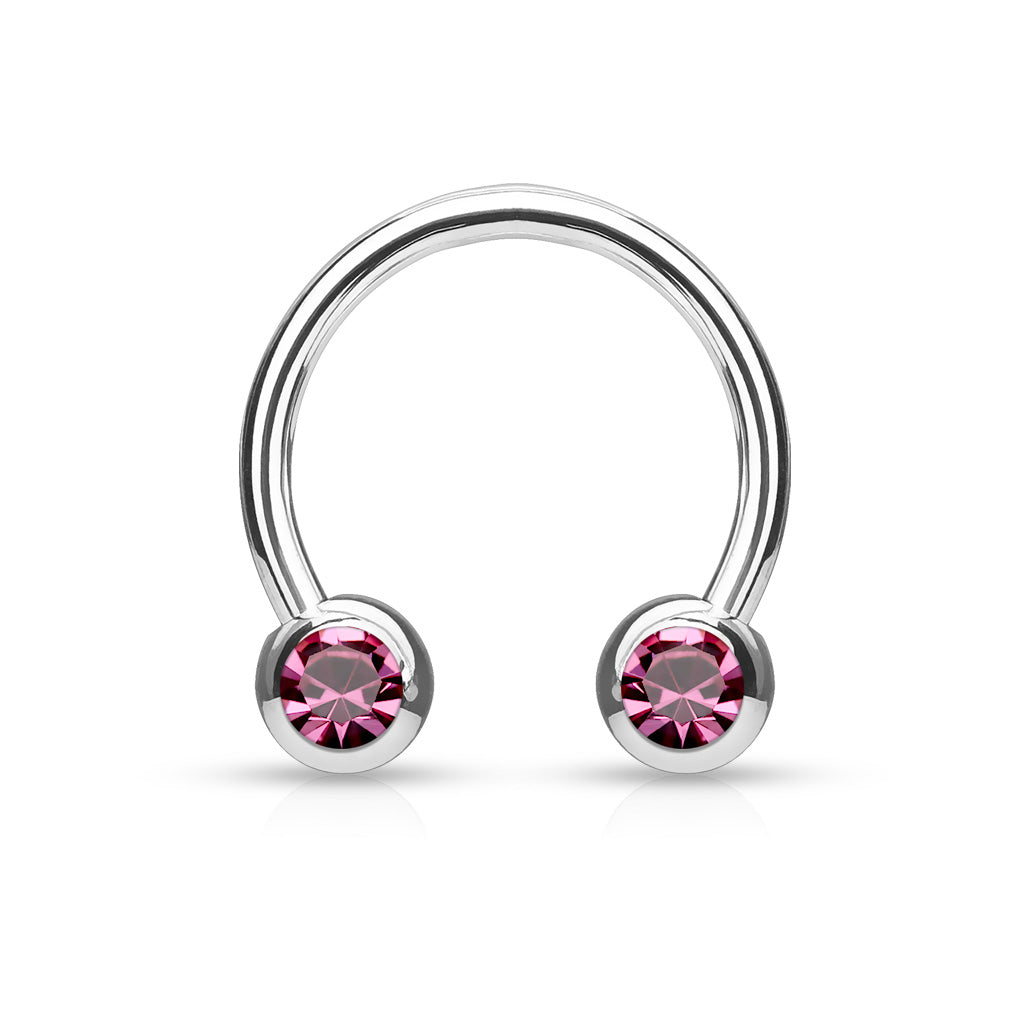 Surgical Steel Externally Threaded Horseshoe Front Facing Jewel Set
