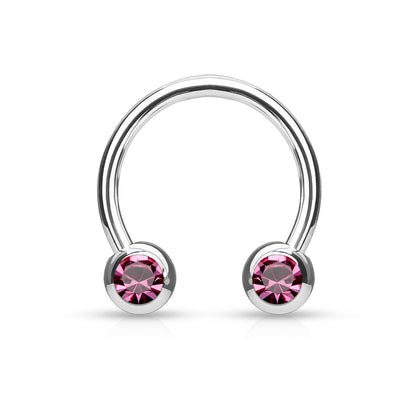 Surgical Steel Externally Threaded Horseshoe Front Facing Jewel Set
