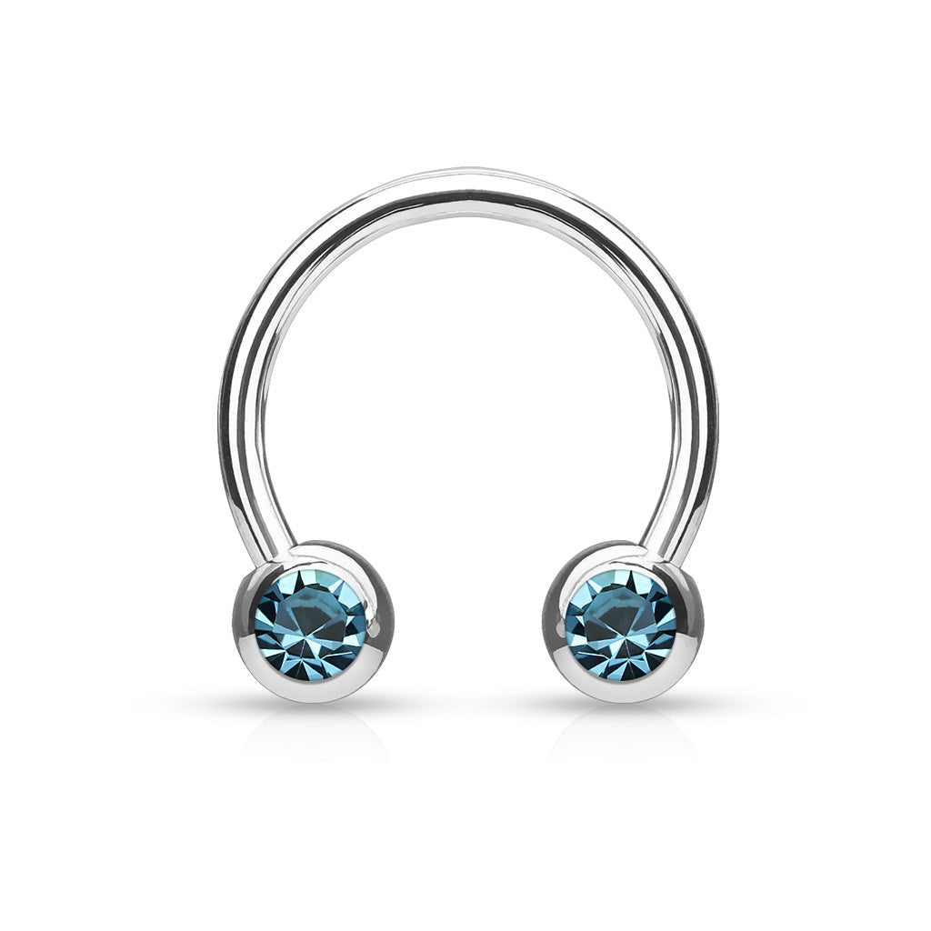 Surgical Steel Externally Threaded Horseshoe Front Facing Jewel Set
