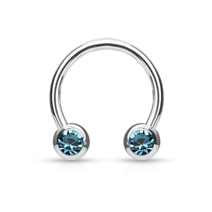 Surgical Steel Externally Threaded Horseshoe Front Facing Jewel Set