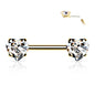 Threadless Surgical Steel Nipple Barbell Combo with Heart Gem Ends