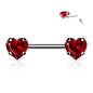 Threadless Surgical Steel Nipple Barbell Combo with Heart Gem Ends