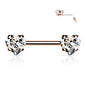 Threadless Surgical Steel Nipple Barbell Combo with Heart Gem Ends