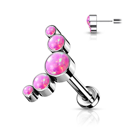 Titanium Threadless 5 Opal Curve Labret Combo
