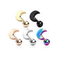 Surgical Steel Externally Threaded Crescent Moon Cartilage Barbell